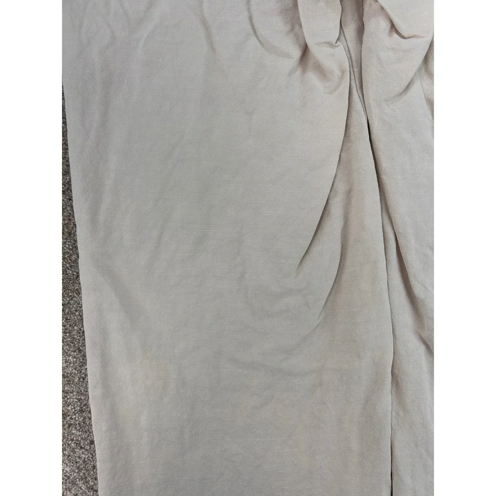 Silk Linen Quiet Luxury Light Academia Wide Leg Trouser High Waisted Pant Sz 10